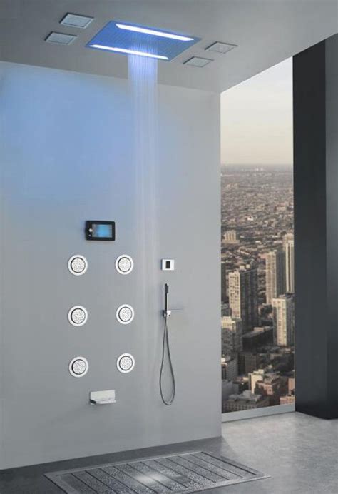 Super Luxury Recessed Led Large Waterfall Rainfall Shower System With 6