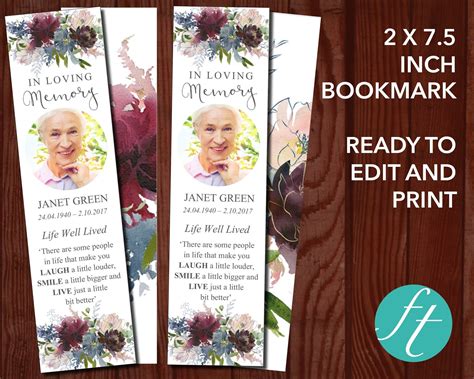 Funeral Bookmarks In 2020 Funeral Program Template Funeral Templates