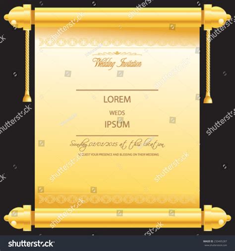 Traditional Marriage Wedding Card Invitation Golden Stock Vector