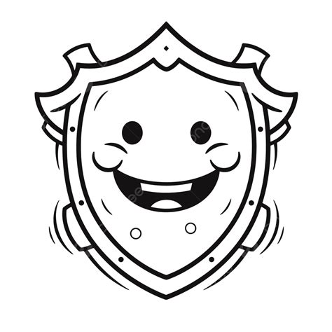 Drawing Of A Smiling Shield Outline Sketch Vector Shield Drawing