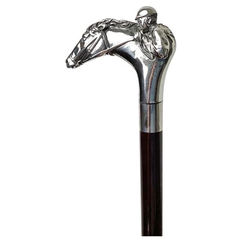 Antique Continental Silver Mounted Walking Stick Cane 19th C For Sale