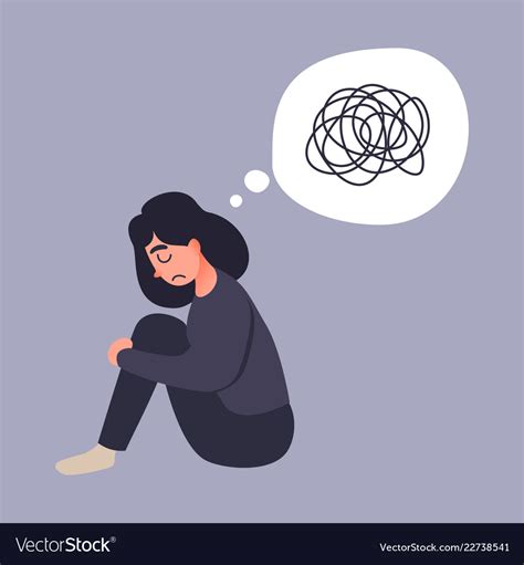 Depression Woman Sit On The Floor Royalty Free Vector Image