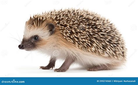 Adult Male Four Toed Hedgehog Aka Atelerix Albiventris Looking Curiously Up On White