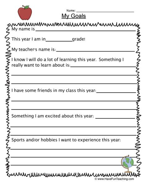 Goals Worksheet Students Can Record Notes On Their Goals On This Form