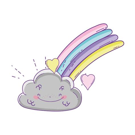 Premium Vector Cloud And Rainbow Cute Cartoon