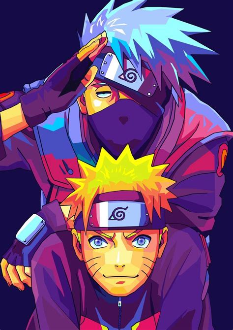 Kakashi And Naruto Wpap Pop Art Metal Poster Only On Displete Naruto