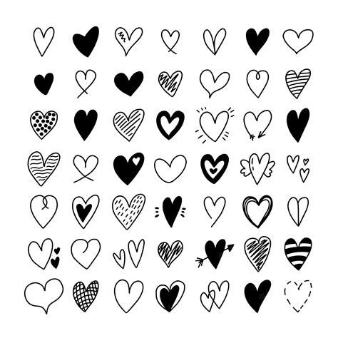 Premium Vector Big Set Of Different Hand Drawn Heart Doodles