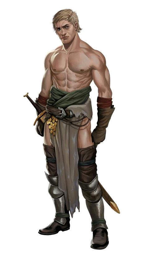 Male Human Shirtless Barbarian Fighter Pathfinder PFRPG DND D D D20