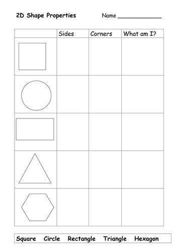 Properties Of 2d Shapes Worksheet