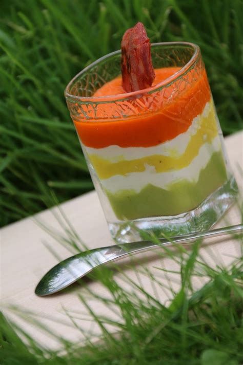 Verrines apéritives tricolores aux poivrons au Thermomix