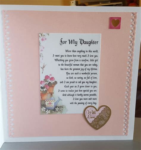 Daughter Birthday Card Elegant Inside With Verse Personalised With