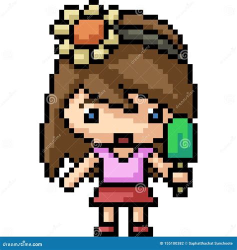 Vector Pixel Art Chibi Girl Stock Vector Illustration Of Pixel Sweet