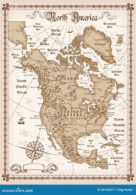Vintage Map Of North America Royalty Free Stock Photography Image