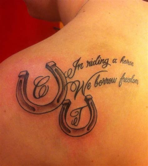 Horse Shoes And Saying Tattoo Shoulder Tattoo Cowgirl Tattoos Western