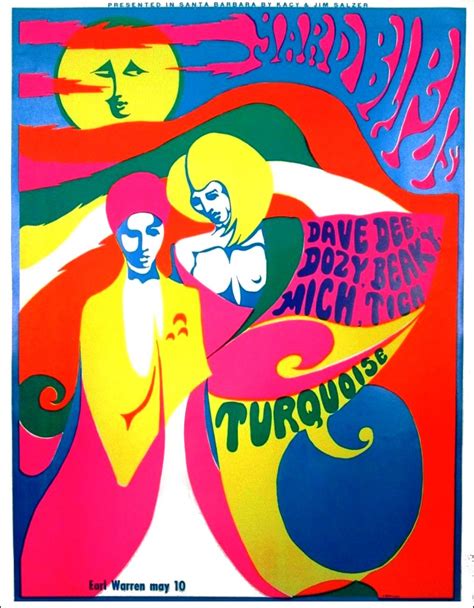 Yardbirds Concert Poster Santa Barbara 1968 Music Concert Posters Vintage Concert
