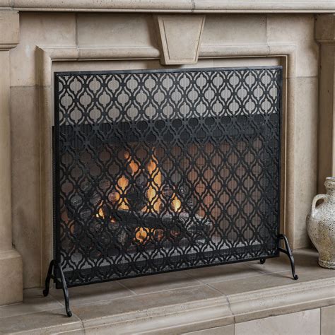 39 5 Black Contemporary Single Panel Fireplace Screen