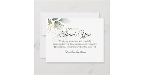 Funeral Thank You Note Grief Nature Bereavement