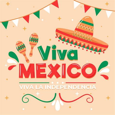 Free Vector Mexico Independence Day Lettering Concept