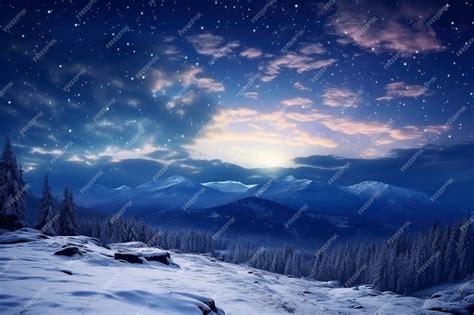 Premium Ai Image Forest On A Mountain Ridge Covered With Snow Milky