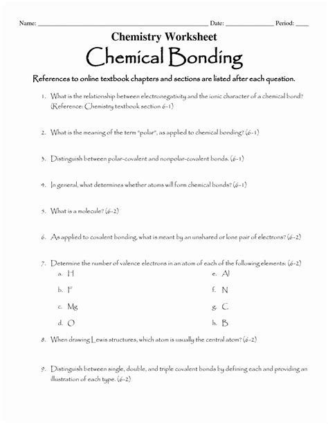Chemical Bonds Ionic Bonds Worksheet