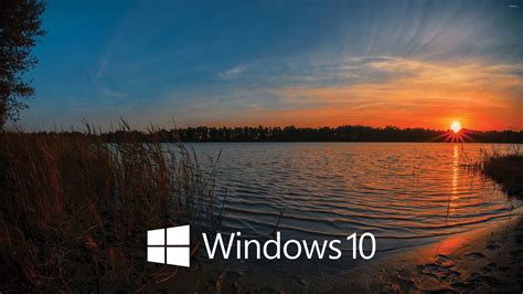 Windows 10 White Text Logo In The Sunset Wallpaper