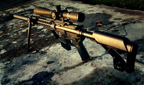 M4 Sniper Rifle Weapon Sunset Hd Wallpaper