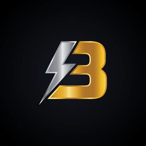 B Letter Logo With Lightning Thunder Bolt Vector Design Electric Bolt