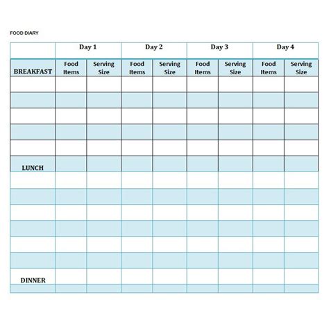 40 Simple Food Diary Templates And Food Log Examples Free