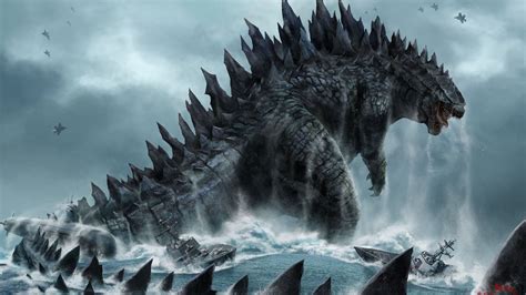 1920x1080 1920x1080 Fantasy Art Digital Art Creature Godzilla Boat