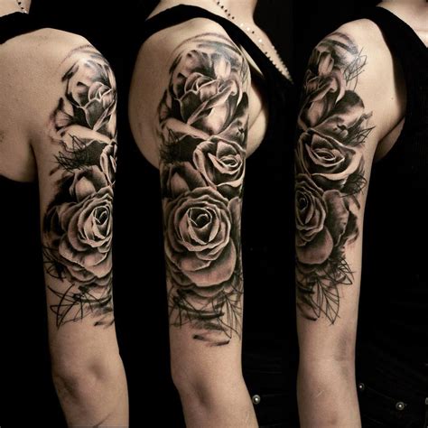 15) rose shoulder tattoo source: Graphic Roses on Shoulder Tattoo | Best Tattoo Ideas Gallery