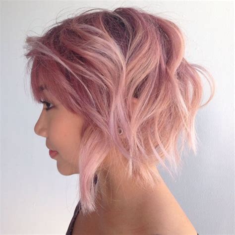 Short Pastel Pink Style Messy Bob Hairstyles Haircuts For Fine Hair