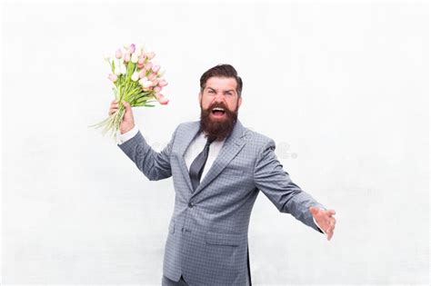 Nice Bouquet Stay Romantic At Any Season Man Presenting Flowers
