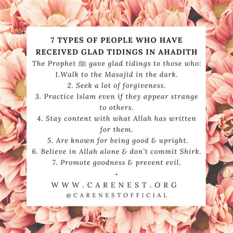 7 Types Of People Who Have Received Glad Tidings In Ahadith Care Nest
