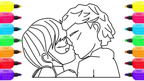 40 the little mermaid pictures to print and color. Miraculous Ladybug Kiss Cat Noir Coloring Pages for kids ...