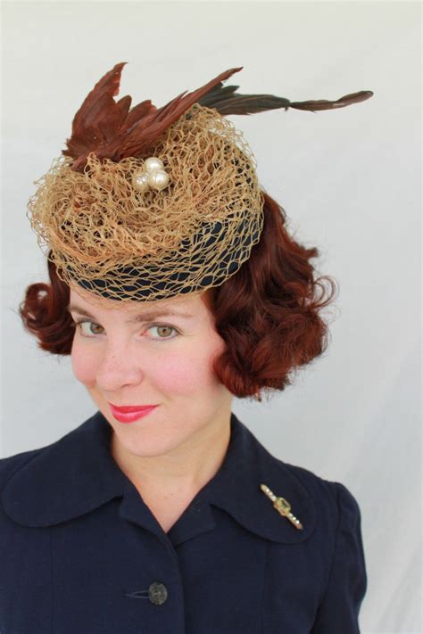 In Stock 1930s1940s Style Faux Bird Tilt Hat With Nest And Eggs By