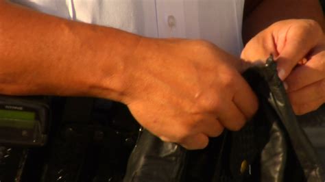 Policeman Putting On Black Leather Gloves Stock Footage Sbv 300147046