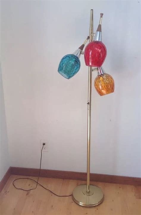 Vintage Multi Color 3 Light Globe Pole Floor Lamp 1970s Globe Lights