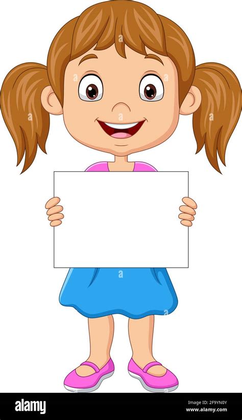 Cartoon Girl Holding Blank Paper Stock Vector Image And Art Alamy