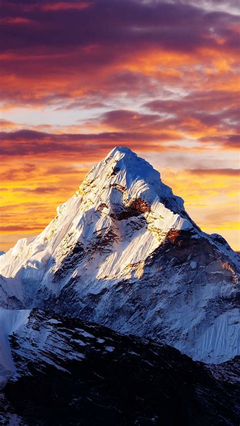 Alps Snow Mountain Sunset Clouds Iphone Wallpaper Живописные пейзажи