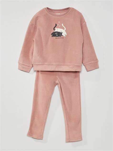 Pijama Largo De Tejido Polar Piezas Rosa Kiabi