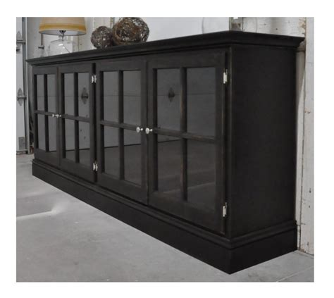 Media Cabinet With Glass Doors In Aged Black By Sigahdesigns 550 00 Glass Cabinet Doors