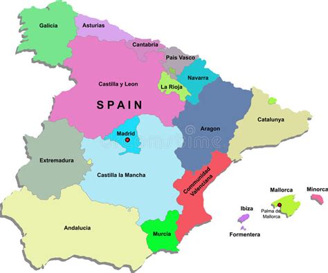 Die städte sind der größe nach sortiert, so dass ihr die größte stadt in. Spanien-Karte vektor abbildung. Illustration von ...