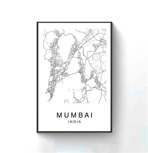 Mumbai Map Mumbai City Map Map Poster Map Print Mumbai Map Etsy In