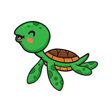 Cute Little Turtle Cartoon Swimming 13058934 Vector Art At Vecteezy