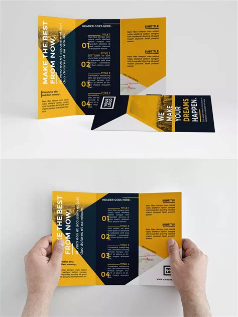 Simply Yellow Trifold Brochure Template Indesign Indd Brochure Design
