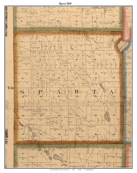 Sparta, Indiana 1860 Old Town Map Custom Print - Noble Co. - OLD MAPS