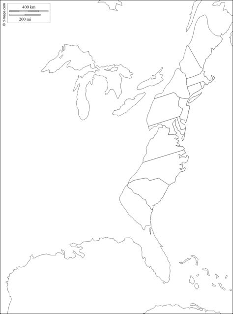 Mapa Las Trece Colonias Para Imprimir