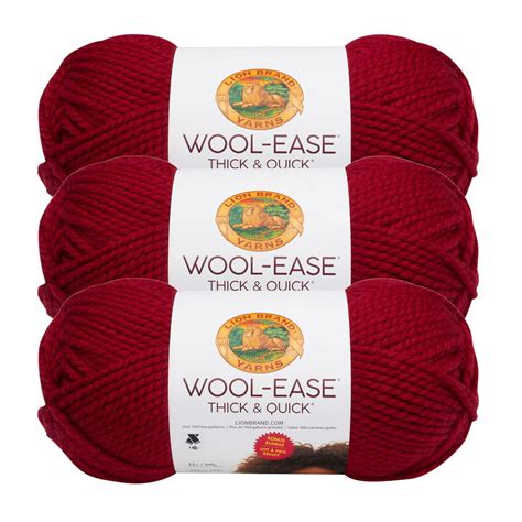 Lion Brand Yarn Wool Ease Thick And Quick Bonus Bundle Cranberry