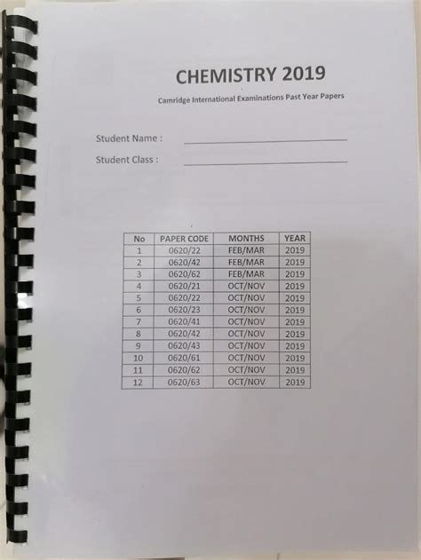 Igcse Chemistry 0620 Past Paper Booklet Year 2019 Hobbies And Toys