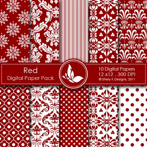 Red Digital Paper Pack Shery K Designs